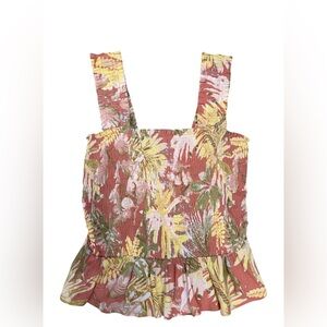 Floral Smocked Women Medium Top by Lauren Conrad